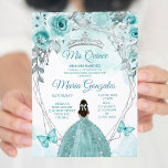 Invitación Aqual Verde azulado Turquoise Butterfly Mis Quince<br><div class="desc">Invitación De Quince Quince Quince Anos A La Mariposa Turquesa Verde azulada,  Cumpleaños 15, </div>