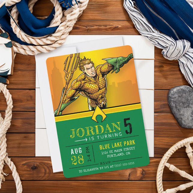 Invitación Aquaman | Cumpleaños feliz (Invite on table)