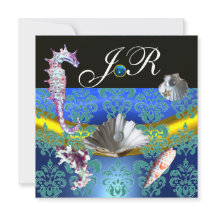 AQUAMARINE AZUL DAMASK BEACH BODA MONOGRAM