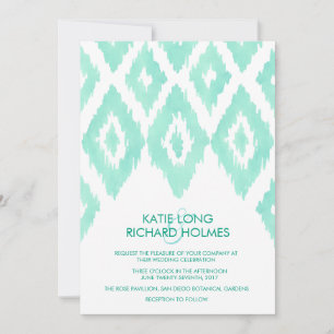 Invitación Aquamarine Green Ikat Boda