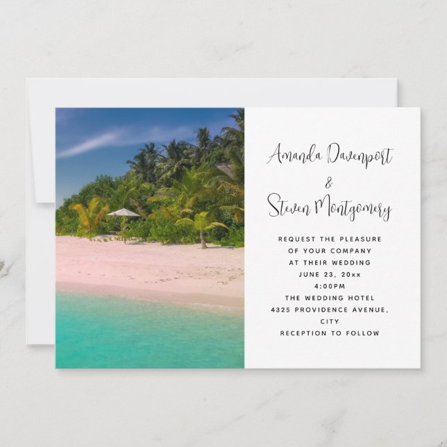 Invitación Aquamarine Ocean Tropical Beach Wedding (Anverso)
