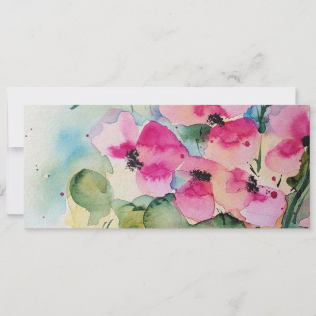 Invitación Aquarell rosa Blumen en der Vase (Anverso)
