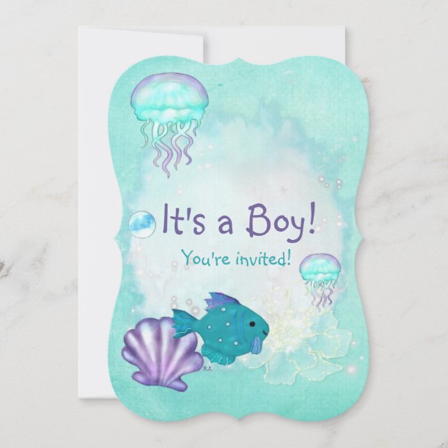 Invitación Aquarium de Whimsey 2 ES UNA DUCHA DE CHICA DE NIÑ (Anverso)