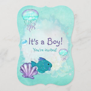 Invitación Aquarium de Whimsey 2 ES UNA DUCHA DE CHICA DE NIÑ