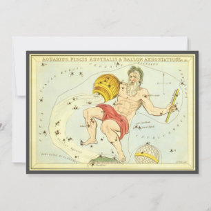 Invitación Aquarius, constelación vintage, espejo de Urania