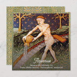 Invitación Aquarius Water Bearer Zodiac Rótulo Fiesta de Cump