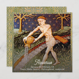 Invitación Aquarius Water Bearer Zodiac Rótulo Fiesta de Cump