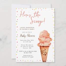 Invitación Aquí está el Baby Shower de helado Scoop