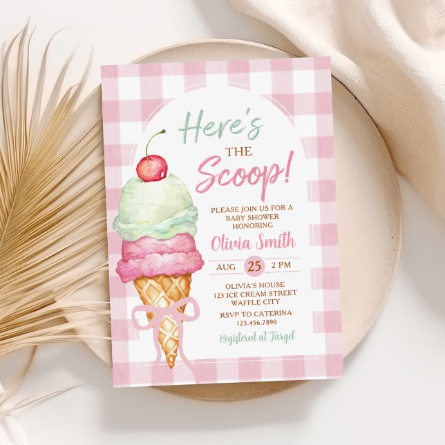 Invitación Aquí está el Baby Shower de The Scoop Ice Cream Bo (Subido por el creador)