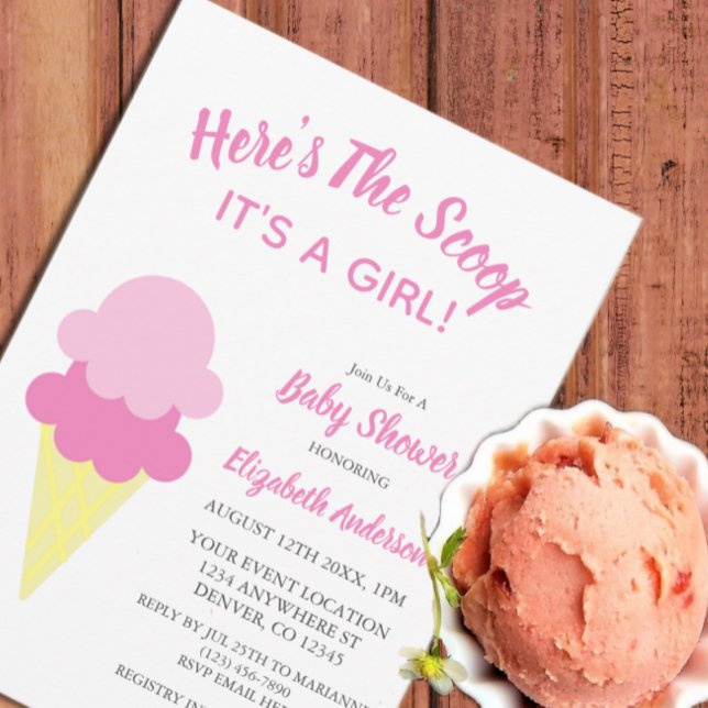 Invitación Aquí está el Baby Shower de verano de Scoop Ice Cr (Subido por el creador)