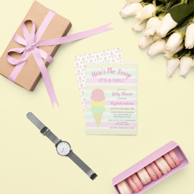 Invitación Aquí está el Baby Shower de verano de Scoop Ice Cr (Subido por el creador)