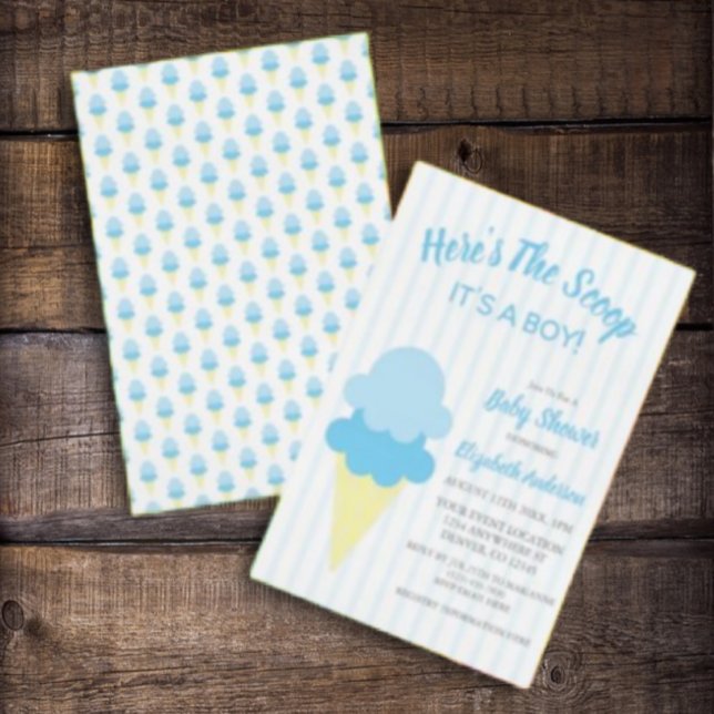 Invitación Aquí está el Baby Shower de verano de Scoop Ice Cr (Subido por el creador)