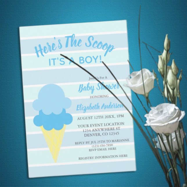 Invitación Aquí está el Baby Shower de verano de Scoop Ice Cr (Subido por el creador)