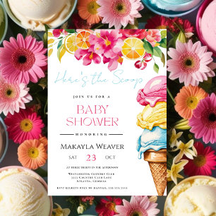 Invitación Aquí está el Baby Shower de verano del Scoop Ice C