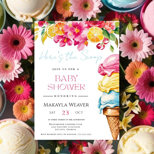 Invitación Aquí está el Baby Shower de verano del Scoop Ice C (Subido por el creador)