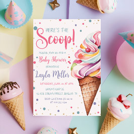 Invitación Aquí está el Baby Shower del Chica Scoop Ice Cream