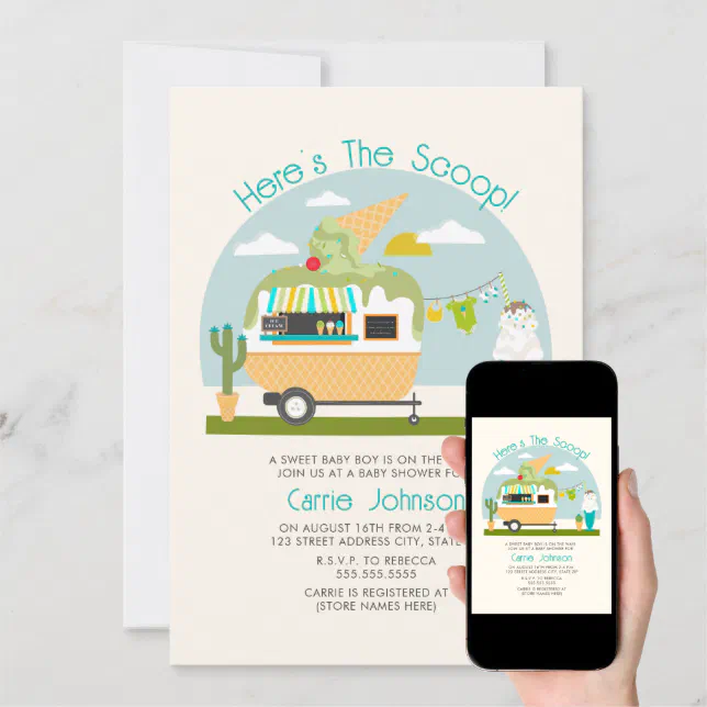 Invitación Aquí está el Baby Shower del chico de la caravana Zazzle.es