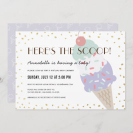 Invitación Aquí está el Baby Shower virtual de Scoop Ice Crea