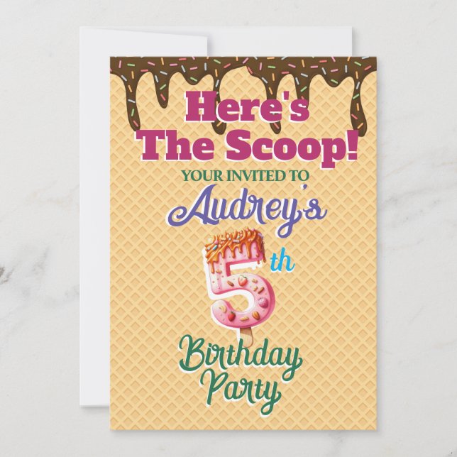 Invitación Aquí está el Cono de Waffle Scoop (Anverso)