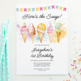 Invitación Aquí está el cumpleaños de Scoop Ice Cream