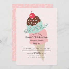 Invitación Aquí está el cumpleaños del Chica rosado de Scoop 