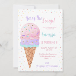 Invitación Aquí está el cumpleaños del chica Scoop Pink Ice C