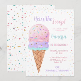 Invitación Aquí está el cumpleaños del chica Scoop Pink Ice C