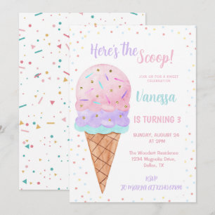 Invitación Aquí está el cumpleaños del chica Scoop Pink Ice C