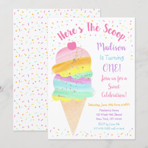 Invitación Aquí está el cumpleaños del Crema de Hielo Arcoiri