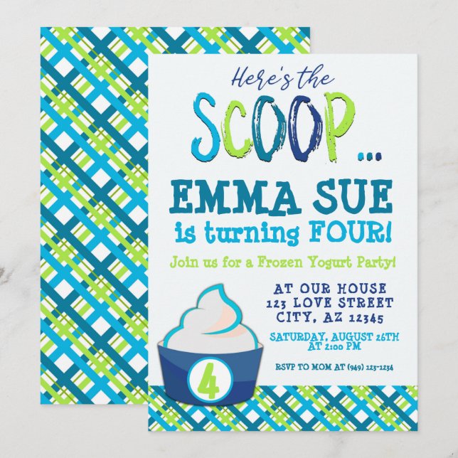 Invitación Aquí está el cumpleaños del Fiesta Scoop Frozen Yo (Anverso / Reverso)