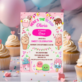 Invitación Aquí está el Fiesta del primer cumpleaños de Scoop