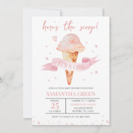 Invitación Aquí está el Scoop Es un Baby Shower Chica