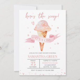 Invitación Aquí está el Scoop Es un Baby Shower Chica