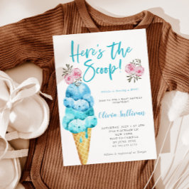 Invitación Aquí está el Scoop Ice Cream Boy Baby Shower