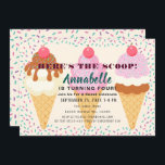 Invitación Aquí está el Scoop Ice Cream Kids Birthday Fiesta<br><div class="desc">Invite a sus invitados con esto Aquí está el diseño de Fiestas de cumpleaños Scoop Ice Cream Kids. Este diseño cuenta con cuellos de helados adorables y coloridos. El reverso es una textura acuarela colorida. Puede personalizar más adelante haciendo clic en el botón "PERSONALIZAR". Si desea más información, póngase en...</div>
