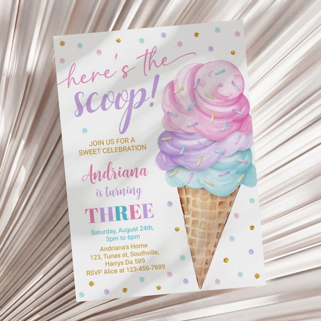 Invitación Aquí está el tercer cumpleaños del Crema de Hielo  (Subido por el creador)