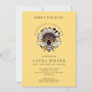 Invitación Aquí está el zumbido Baby Shower de abeja 
