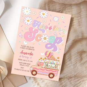 Invitación Aquí Está La Cucharada Camión De Helado Cumpleaños