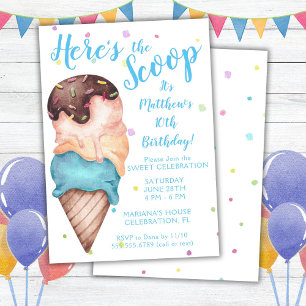 Invitación Aquí está la Cucharada Chicos Cumpleaños Helado