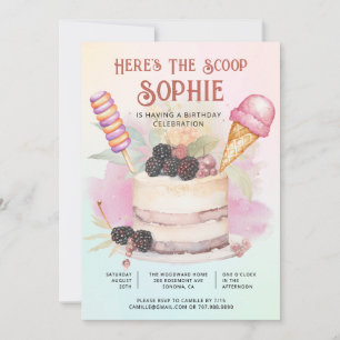 Invitación Aquí Está la Cucharada Cumpleaños de Helado para N