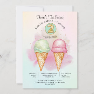 Invitación Aquí está la Cucharada Fiesta de Cumpleaños de Dos