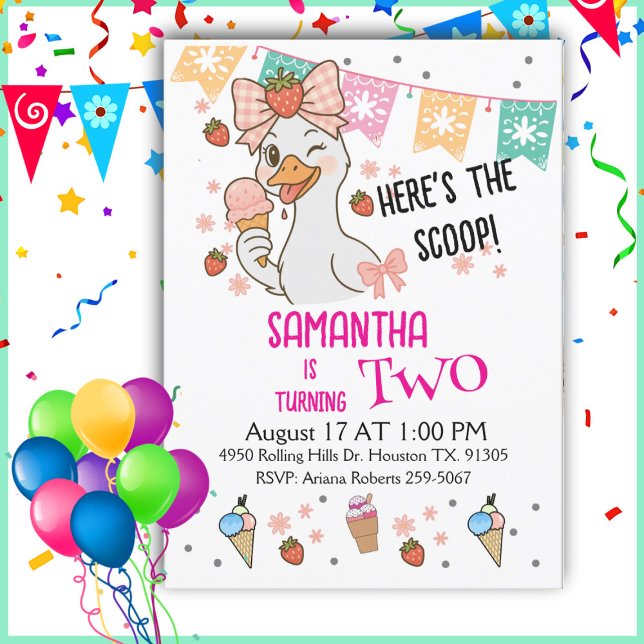 Invitación Aquí está la Cucharada Ganso Tonto Cumpleaños (Subido por el creador)