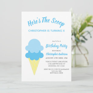 Invitación Aquí Está la Cucharada Helado Cumpleaños de Verano