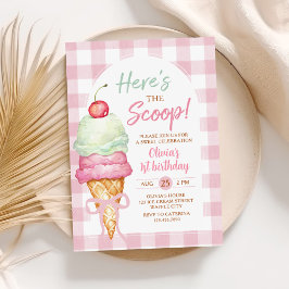 Invitación Aquí Está La Cucharada Tazón De Helado Cumpleaños 