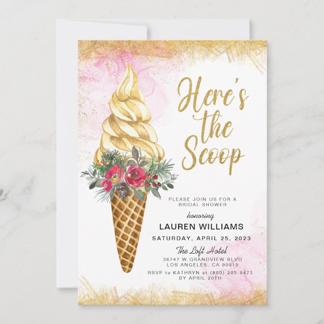 Invitación Aquí está la ducha de novia del Scoop Ice Cream (Anverso)