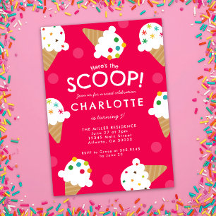 Invitación Aquí está la Fiesta de Cumpleaños de Helado Here's