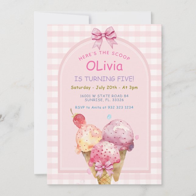 Invitación Aquí está la fiesta de cumpleaños del Crema de Hie (Anverso)