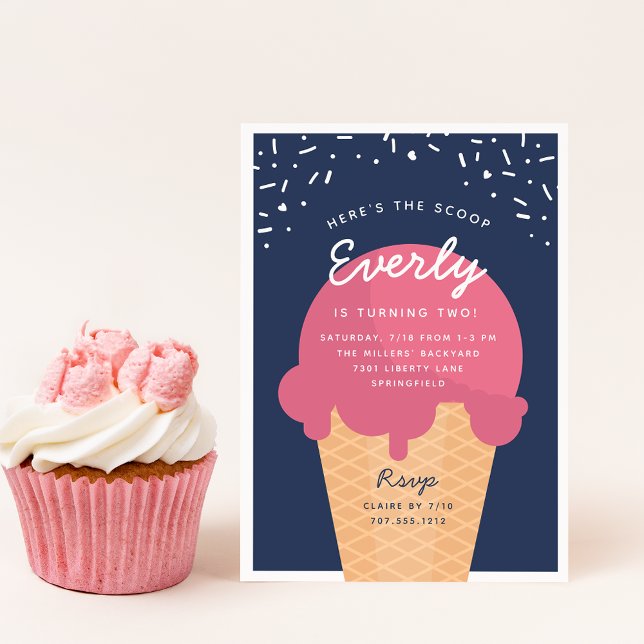 Invitación Aquí está la fiesta de cumpleaños del crema de hie (Subido por el creador)