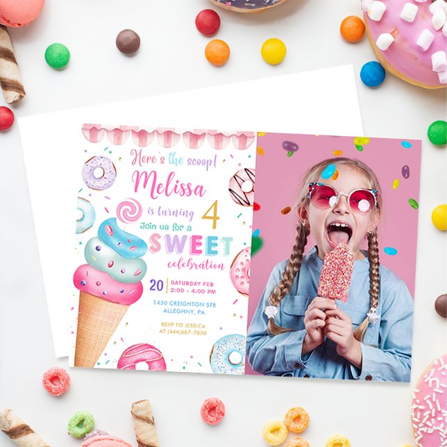 Invitación Aquí está la foto de cumpleaños de Scoop Ice Cream (Subido por el creador)