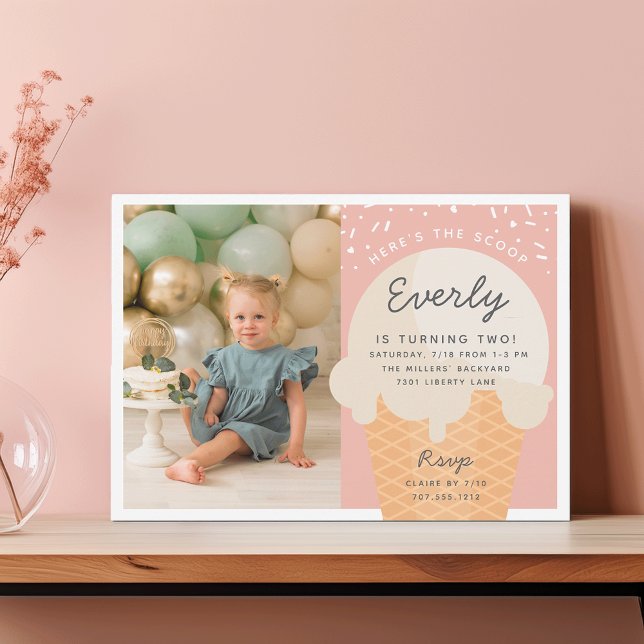 Invitación Aquí está la foto de cumpleaños del crema de hielo (Subido por el creador)